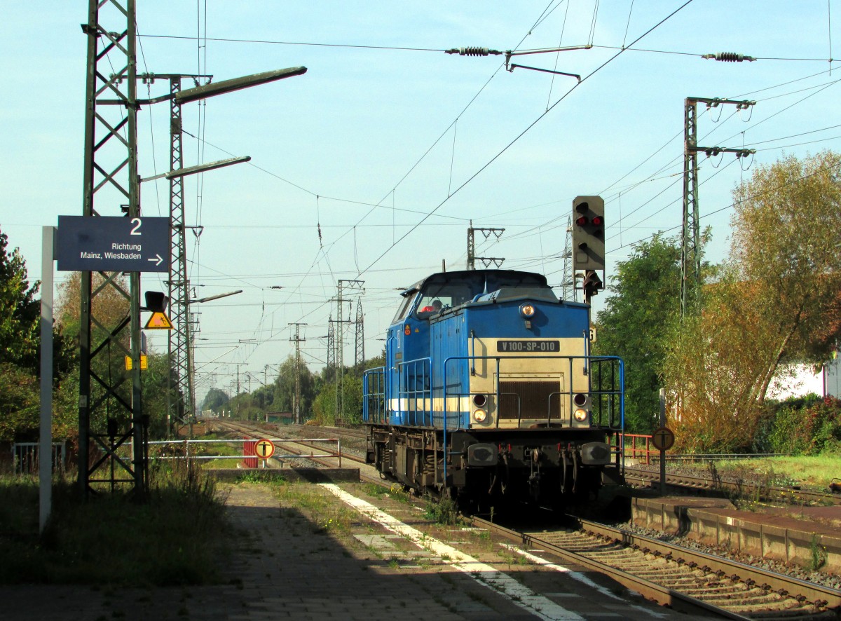 V 100-SP-010 von Spitzke Logistik durchfuhr am 2.10.14 den Bahnhof Weiterstadt