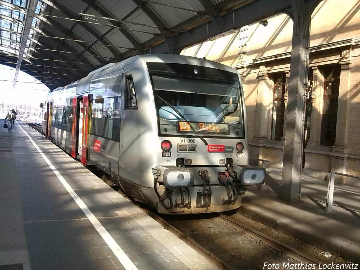 VT 006 de MRB mit Ziel Eilenburg im Bahnhof Halle Saale Hbf am 14.2.14
