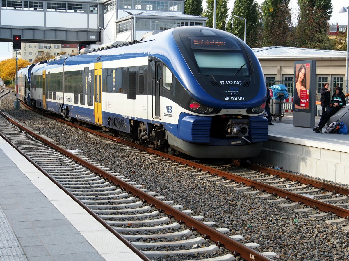 VT 632.003  SA139 017 (Pesa Link) der NEB (Niederbarminer Eisenbahn Berlin) in Straußberg/Berlin am 18.10.2019.