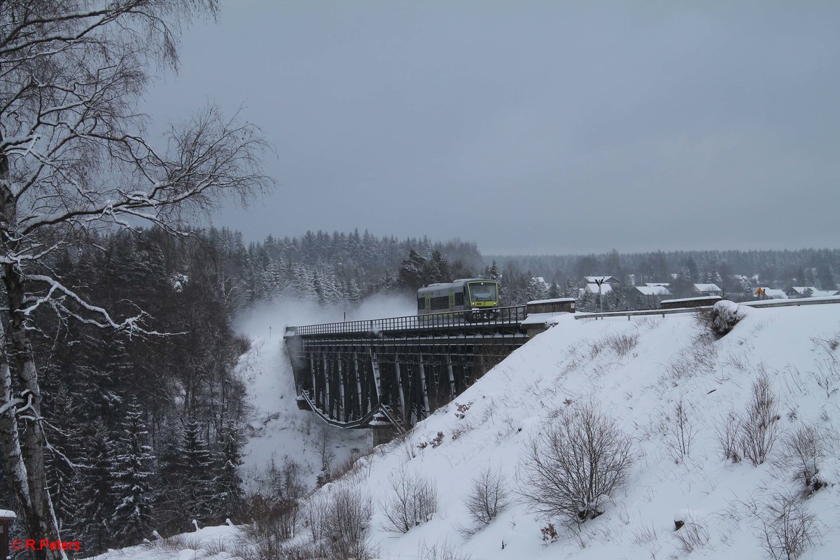 VT 650 737 als ag84552 Marktredwitz - Bad Rodach überquert das Viadukt über die Fichtelnaab bei Neusorg. 15.01.16