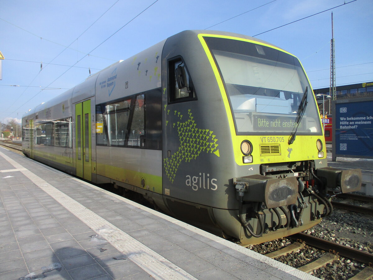 VT 650.705,als RB Coburg-Rohdach,am 24.Januar 2026,in Coburg.