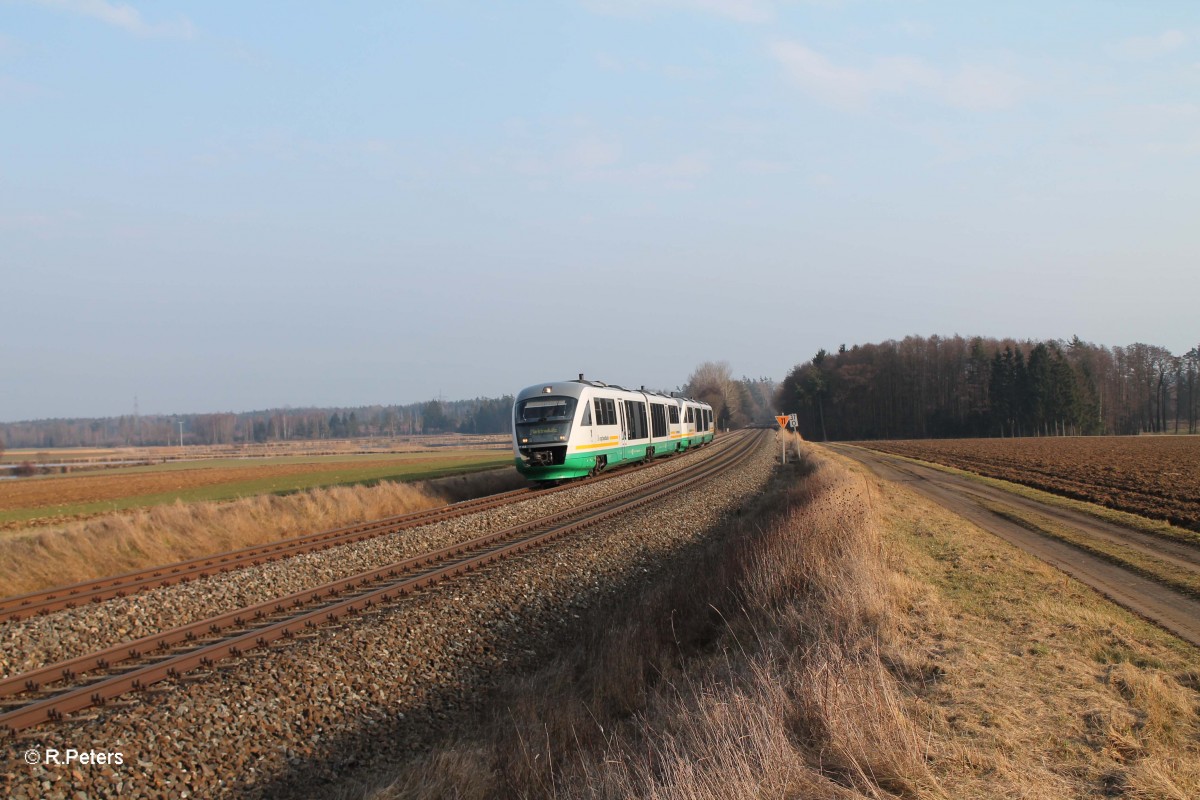 VT15 als VBG74260 Regensburg - Marktredwitz bei Oberteich. 02.03.13