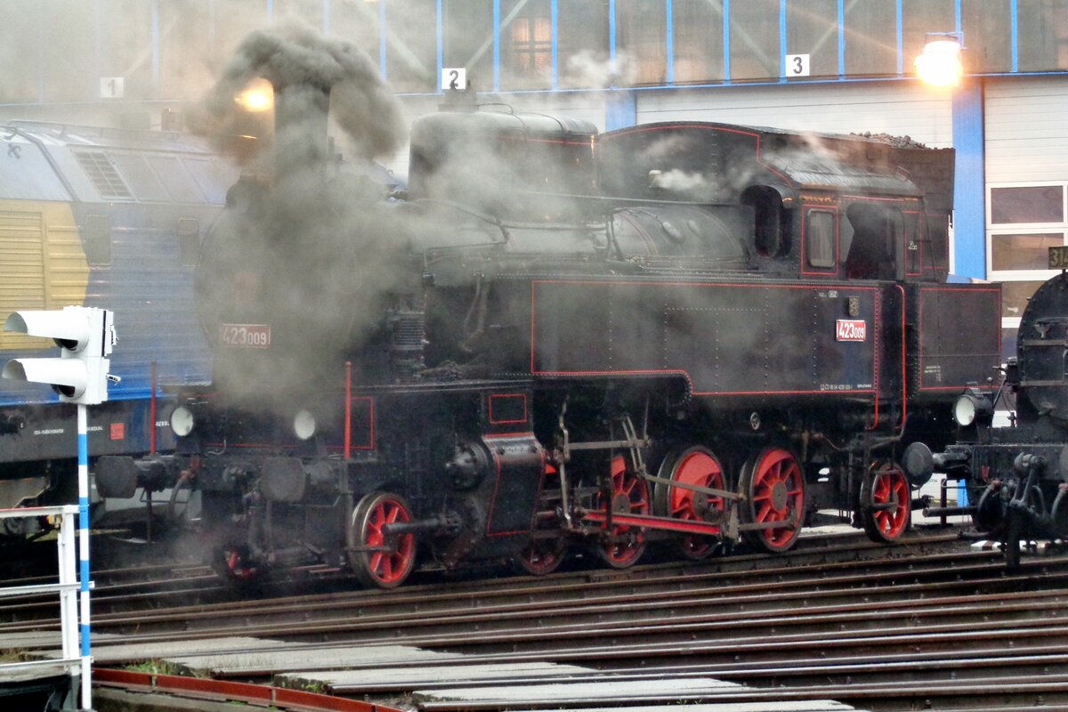 Während der Tschechischer Nationaler Tag der Eisenbahnen am 23 September 2017 pöfft 423.009 in Bohumin.