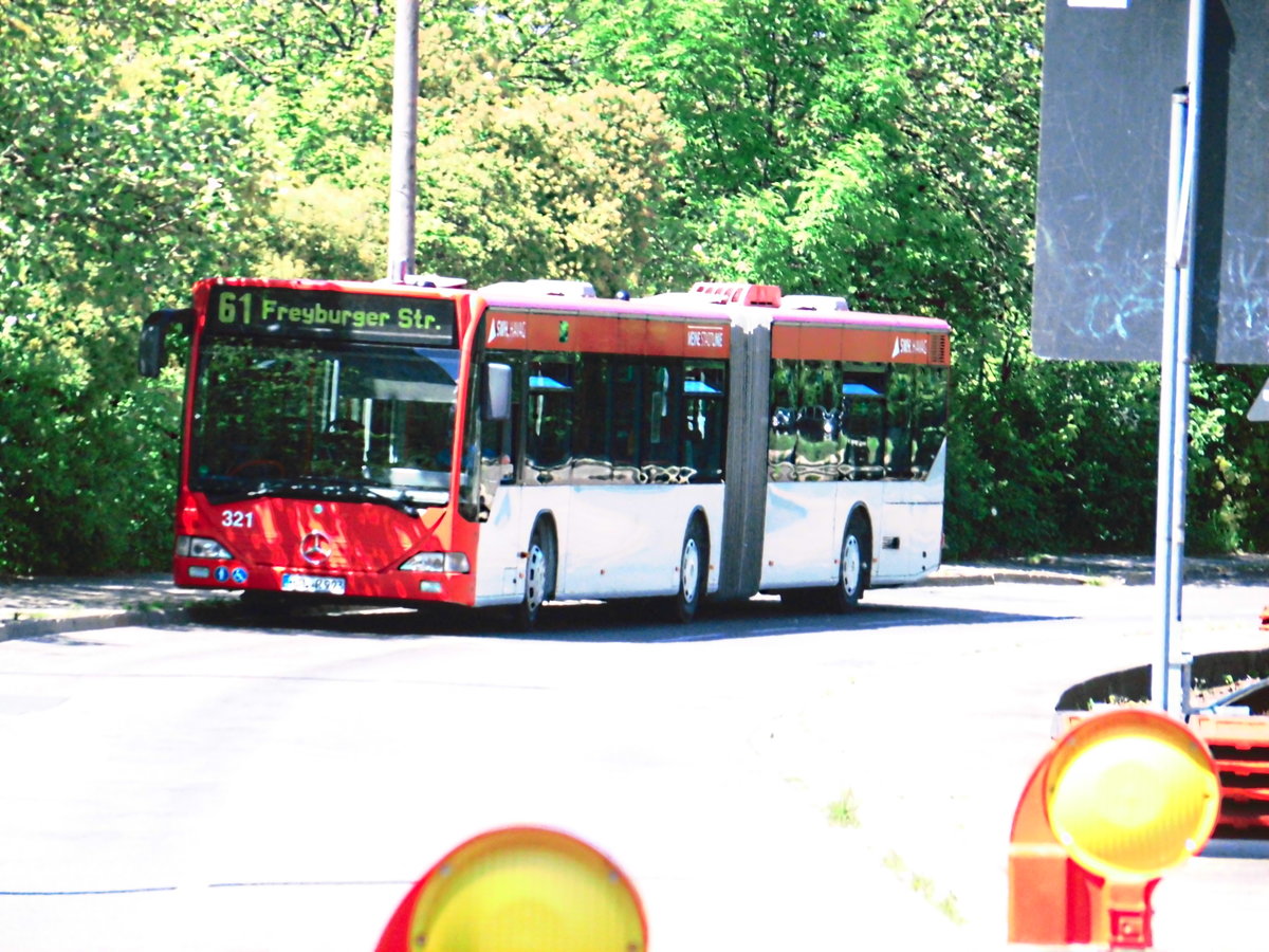 Wagen 321 der HAVAG an der Ersatzhaltestellte Sdstadt am 26.5.17