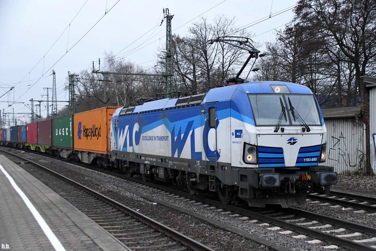 WLC 1193 980 zog einen containerzug durch hh-harburg,23.03.21