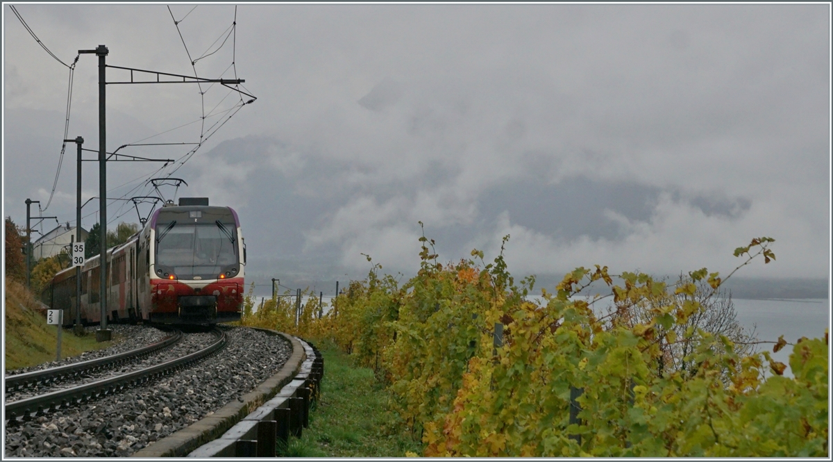 Zwei  Lenker-Pendel  Be 4/4 Serie 5000 mit ABt/Bt auf dem Weg von Zweisimmen nach Montreux kurz nach Planchamp. 

23. Okt. 2020