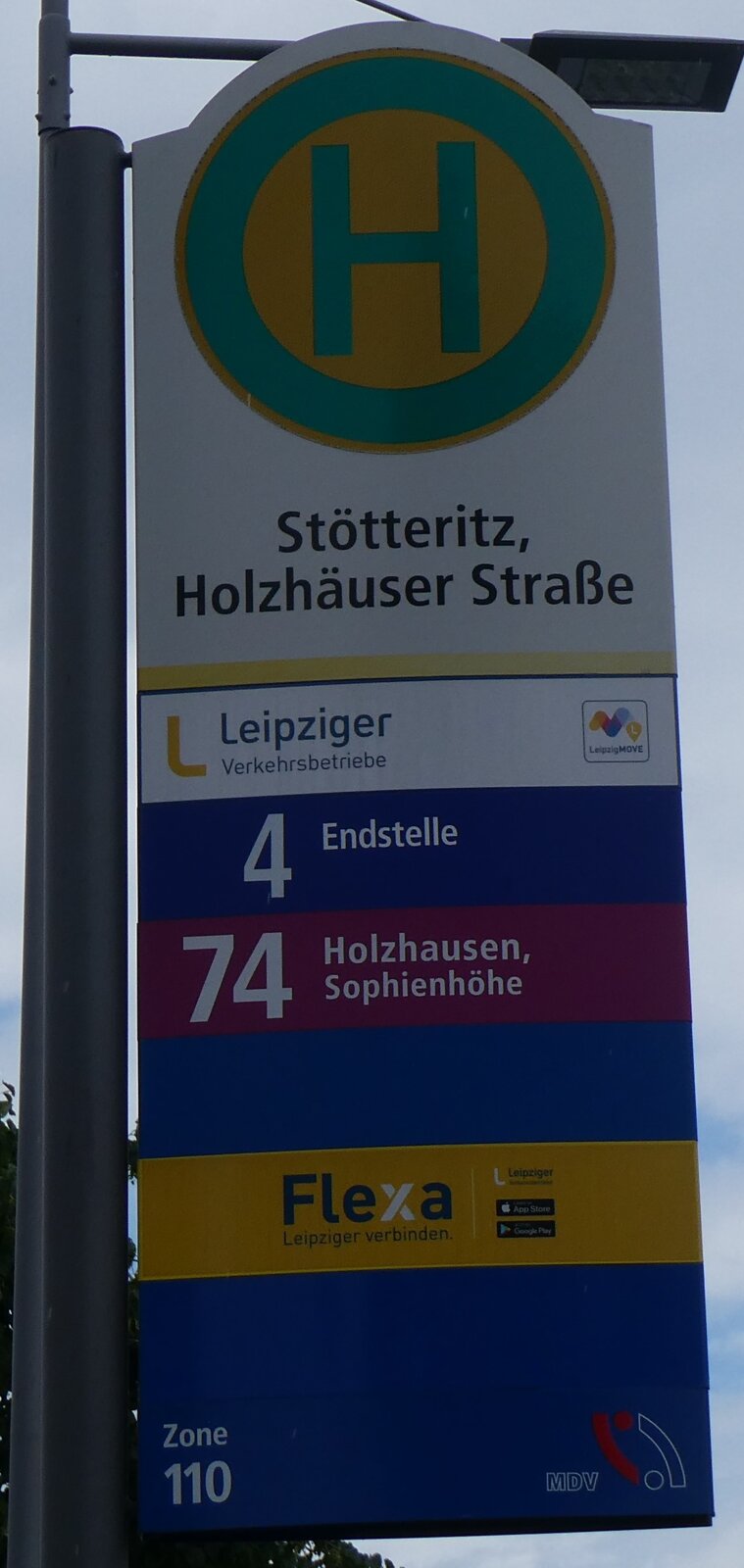 (264'700) - Leipziger Verkehrsbetriebe-Haltestellenschild - Leipzig, S�tteritz, Holzh�user Strasse