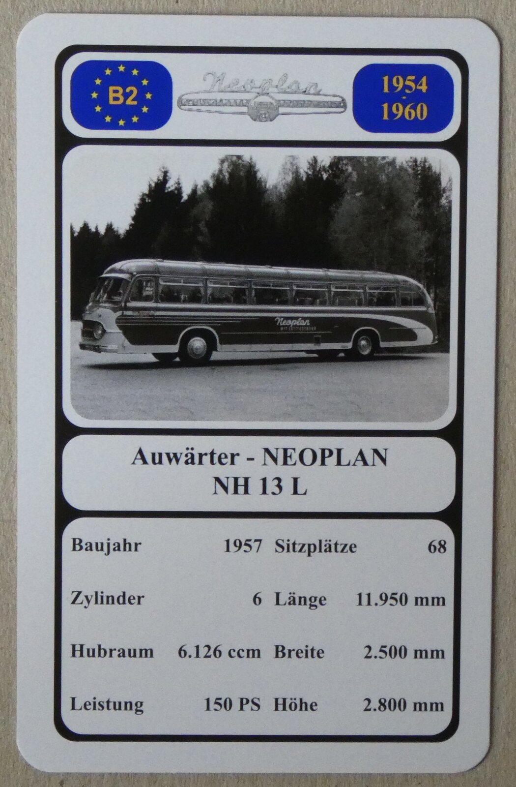 (278'802) - Quartett-Spielkarte mit Auw�rter - NEOPLAN NH 13 L von 1957 am 10. August 2025 in Thun
