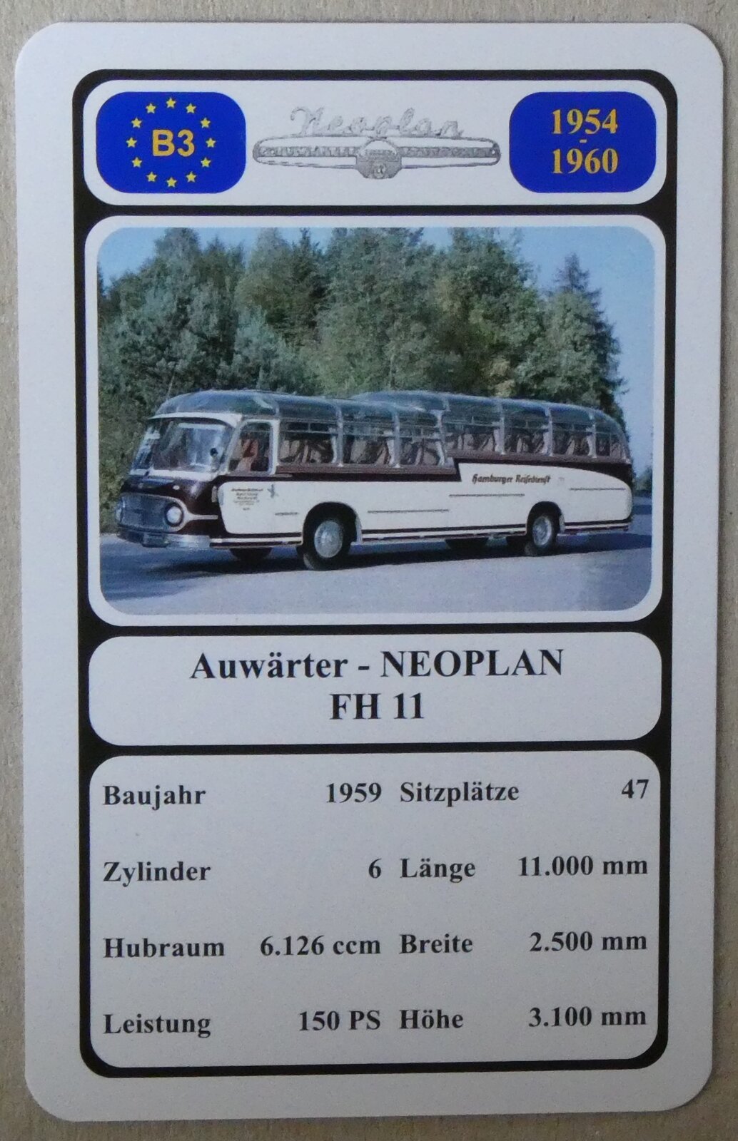 (278'803) - Quartett-Spielkarte mit Auw�rter - NEOPLAN FH 11 von 1959 am 10. August 2025 in Thun