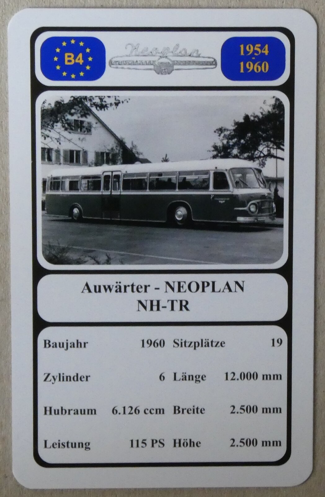 (278'804) - Quartett-Spielkarte mit Auw�rter - NEOPLAN NH-TR von 1960 am 10. August 2025 in Thun