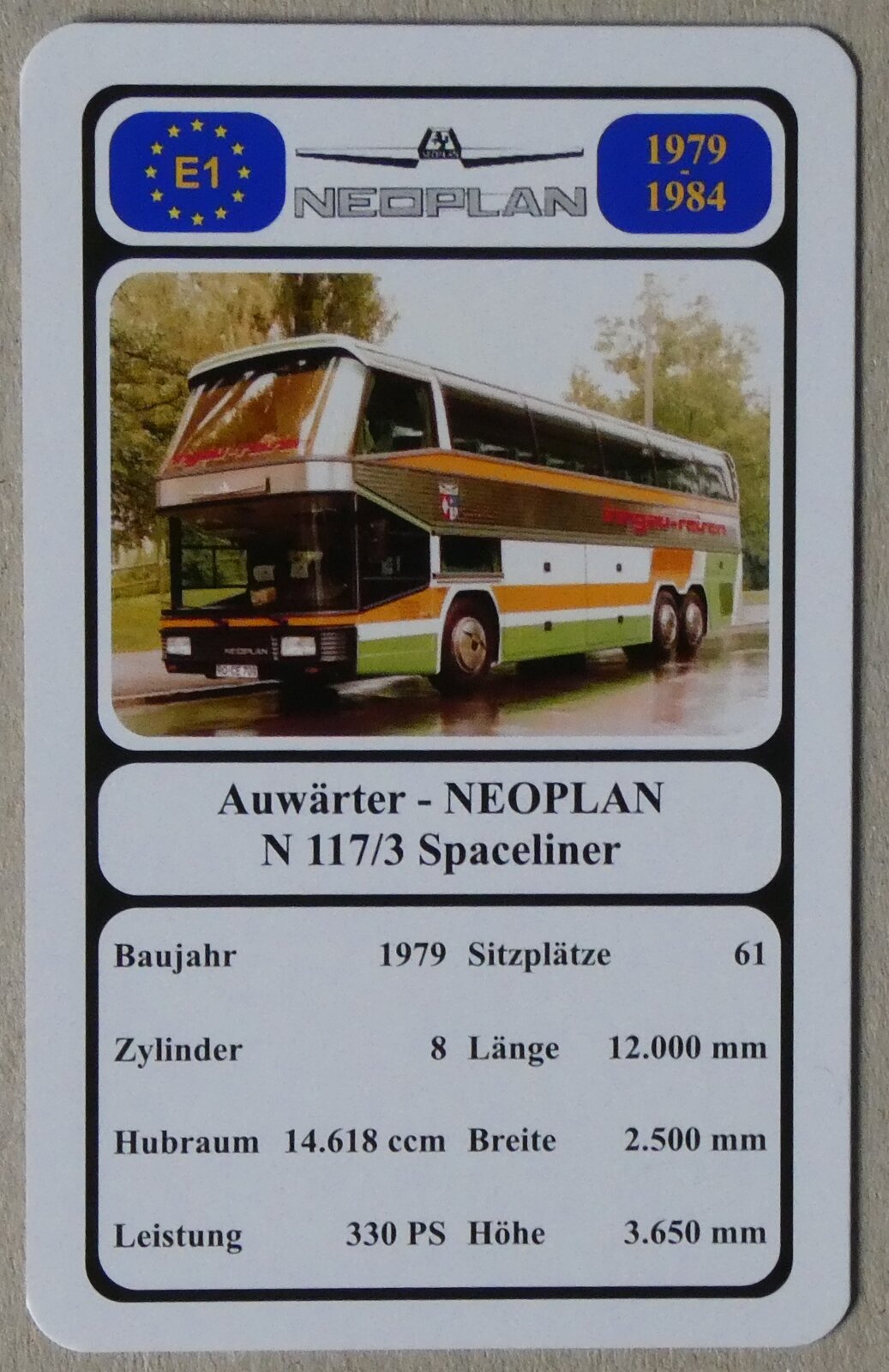 (279'785) - Quartett-Spielkarte mit Auw�rter - NEOPLAN N 117/3 Spaceliner von 1979 am 31. August 2025 in Thun