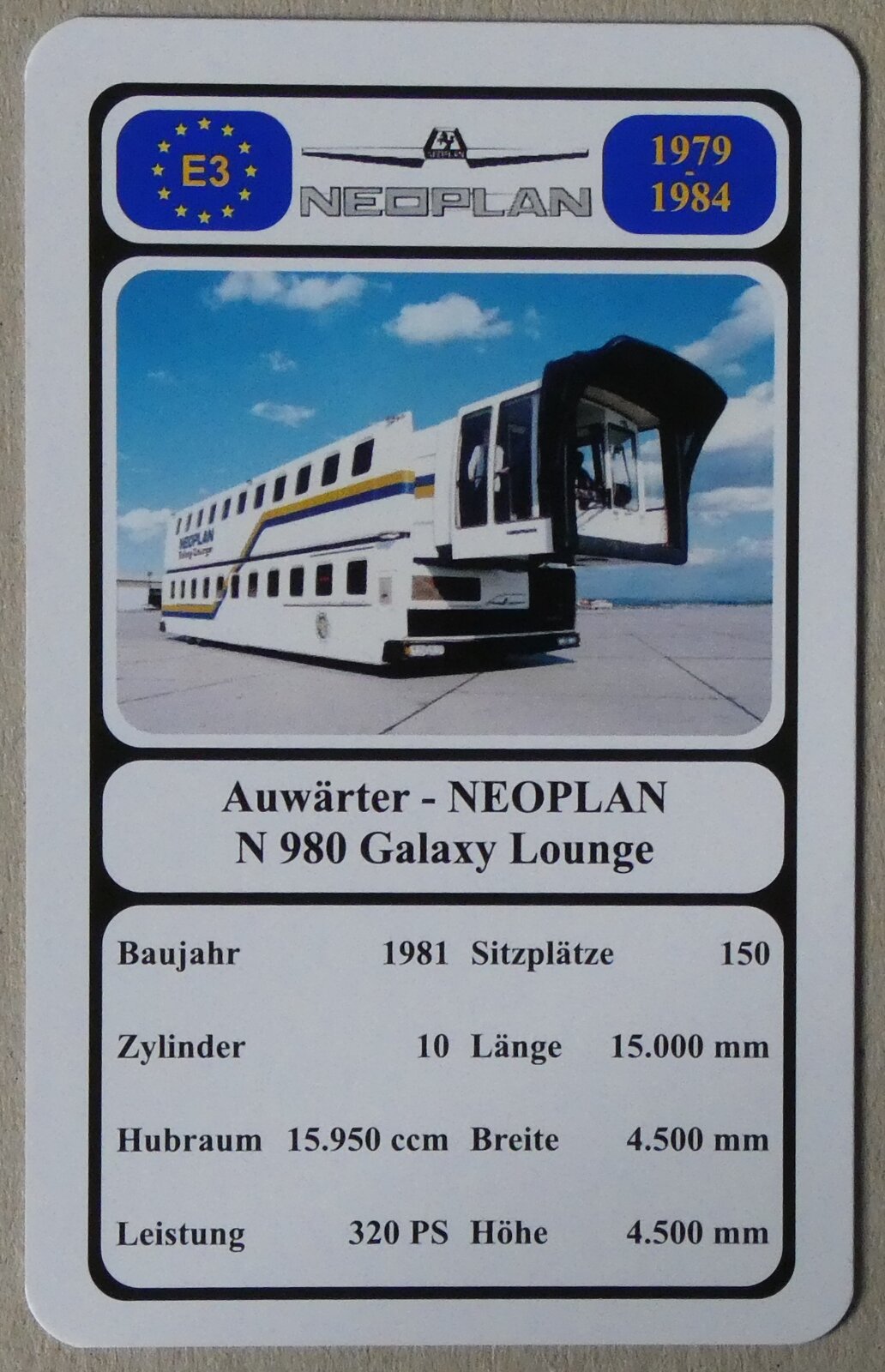 (279'787) - Quartett-Spielkarte mit Auw�rter - NEOPLAN N 980 Galaxy Lounge von 1981 am 31. August 2025 in Thun