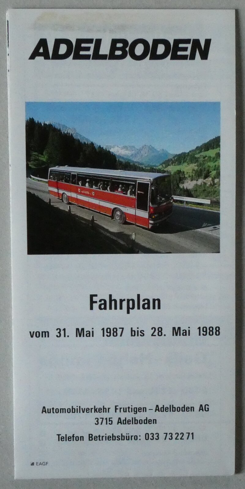 (285'962) - AFA-Fahrplan vom 31. Mai 1987 bis 28. Mai 1988 am 5. April 2026 in Thun