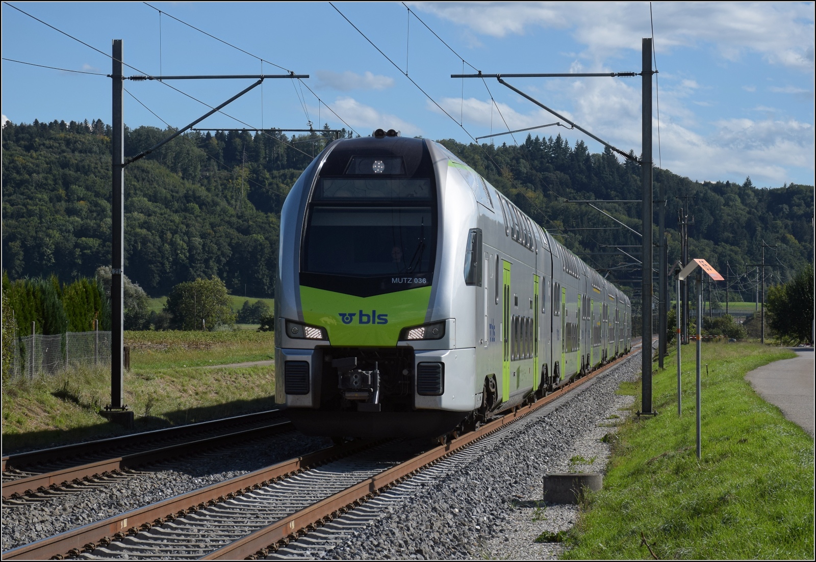 Mutz 36, einer der neuen 6-teiligen Mutz der BLS. RABe 515 036 auf dem Weg nach Olten. Matten bei Bettenhausen, September 2022