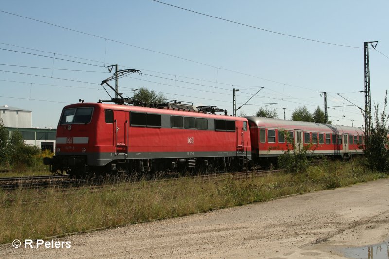 111 171-5 erreicht Obertraubling mit einer RB Plattling. 13.09.07