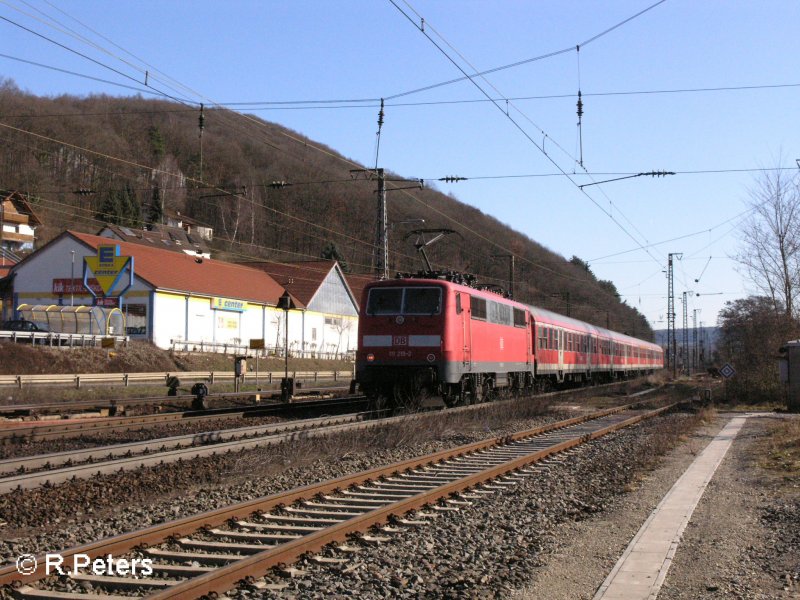 111 219-2 verlsst Gemnden mit einer RB Wrzburg. 16.02.08