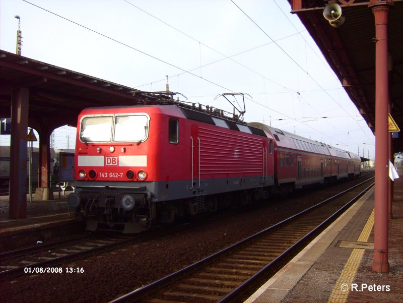 143 642-7 hat Guben mit ein RB11 Cottbus erreicht. 08.01.08