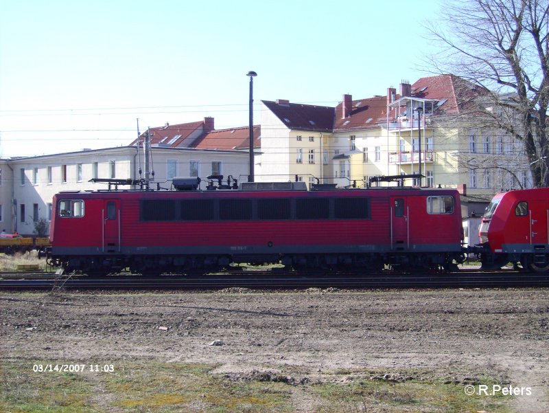 155 116-7 steht in Frankfurt/Oder abgestellt. 14.03.07