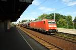 DB 185 063-5 mit einem gemischtem G�terzug nach Seddin (NVR-Nummer: 91 80 6185 063-5 D-DB, DB Schenker Rail Deutschland AG, gesichet Michendorf 01.06.2009).
