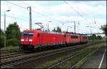 DB Schenker 185 368-8 und kalt dahinter DB 155 229-8 und DB 155 182-9 (NVR-Nummer: 91 80 6185 368-8 D-DB, gesichtet Nuthetal-Saarmund, 05.08.2009)
