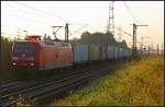 DB Schenker 145 022-0 am fr�hen Morgen mit Containern Richtung Hannover (gesehen Lehrte-Ahlten b.