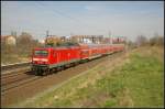 DB Regio 114 018 mit einem RE gesehen Berlin Bornholmer Stra�e, 09.04.2012