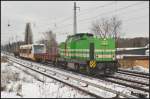EB 22  Lisa 2  / 293 025-3 mit einer �berf�hrung des Tw 414 f�r die Sch�nbuchbahn am 21.02.2013 H�he Berlin-Karow