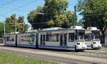 Stra�enbahn / Stadtverkehr; Jena;    GT 6 M Nr.624 und 630 von Bombardier Baujahre 2002 und 2003 in Jena am 01.07.2015.