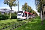 Stra�enbahn / Stadtverkehr Augsburg; Combino NF 8 Nr.848 von Siemens Baujahr 2002 f�rht auf Linie 3 zwischen den Haltestellen Universit�t und Bayerisches Umweltamt am 17.09.2010.