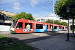 Stra�enbahn / Stadtverkehr Augsburg; Combino NF 8 Nr.855 von Siemens Baujahr 2002 an der Haltestelle Universit�t Augsburg, Linie 3 am 17.09.2010.