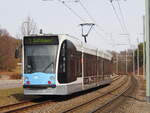 Stra�enbahn / Stadtverkehr; Ulm;  Combino Nr.44  Max Eyth  in der Eugen Bolz Strasse in Ulm am 07.03.2015.