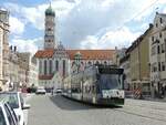 Stra�enbahn / Stadtverkehr; Augsburg;  Combino Nr.850 am Ulrichsplatz in Augsburg am 30.07.2013.