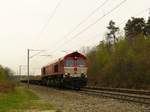 Crossrail Diesellok Class 66 DE 6302 zwischen Montzen und Aachen bei Gemmenich, Belgien 04-04-2014.