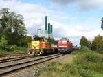 EH (Eisenbahn und Hfen GmbH) Diesellok 549 en DB Cargo Diesellok 232 117-2 Wanheim, Angerhausen, Duisburg.