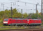 DB Schenker Lok 189 088-8 und 189 073-0 Oberhausen West, Deutschland 30-10-2015.