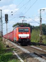 DB Cargo Lok 189 078-9 bij Bahnbergang Devesstrae, Salzbergen 13-09-2018.