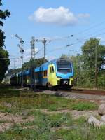 Abellio Westfalenbahn Triebzug ET 410 Abfahrt vom Bahnhof Leschede.