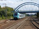 Keolis Eurobahn Stadler FLIRT 3 Triebzug ET 4.04 Einfahrt Bahnhof Salzbergen 17-08-2018.