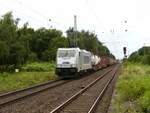 Metrans HHLA (Hamburger Hafen und Logistik AG) Lok 386 040-0 Gleis 1 durchfahrt Bahnhof Empel-Rees 30-07-2021.