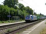 Rurtalbahn Cargo Lokomotive 186 297-8 durchfahrt Gleis 2 Bahnhof Empel-Rees 18-06-2021.