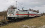 147 580-5 mit IC 2239(Warnemünde-Leipzig)bei der Durchfahrt in Rostock-Lichtenhagen.14.02.2025