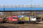 187 187-0 und 146 513-7 am 21.03.2025 in Tostedt.