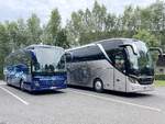 Mercedes Tourismo von Becker-Strelitz Reisen und Setra 516 HDH von Lenz Tour - Retour Reisen aus Deutschland in Plau am See.