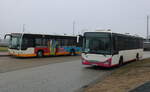 Mercedes Citaro und Iveco Crossway standen am 21.02.2025 in H�he Rostock/Hauptbahnhof S�d.