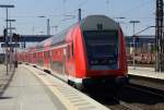 Ausfahrt des RE nach Frankfurt(Main) Hbf aus dem Hauptbahnhof von Aschaffenburg.