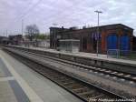 Bahnhof Bergen auf R�gen mit dem Lokschuppen am 2.5.13