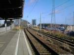 Blick auf die Ge�ffnete Ziegelgrabenbr�ck vom Bahnhof Stralsund-R�gendamm zusehen am 13.11.13