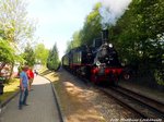 91 134 am Zugschuss verl�sst den Endbahnhof Lauterbach Mole am 22.5.16