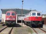 Spenderlok 232 182 und 232 293 der EBS auf dem Gel�nde der LEG in Delitzsch am 3.8.15