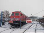 232 701 und die fast ausgeschlachtete 232 182 abgestellt auf dem LEG Gel�nde in Delitzsch am 5.1.15